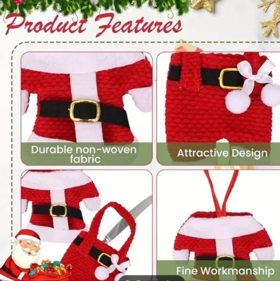 Eight (8)!!  Christmas Cutlery Holders, Ornaments. 4 Santa Pants, 4 Suits, NEW - Picture 6 of 12
